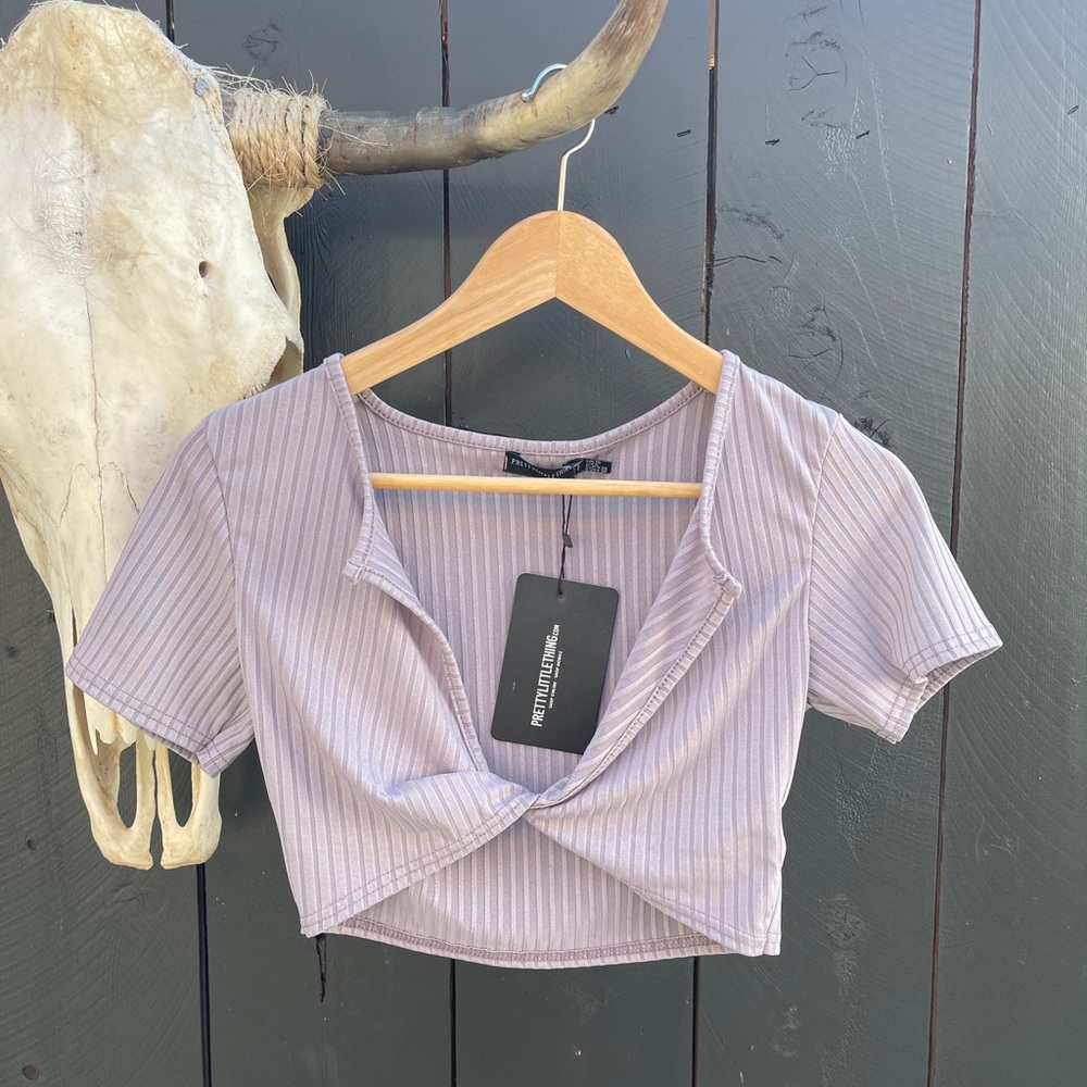 PLT - Grey Ribbed Knot Twist Crop